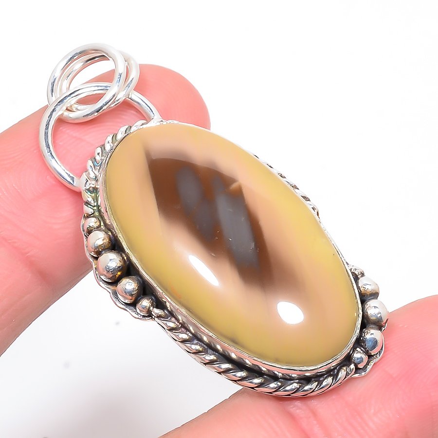 Imperial Jasper 925 Sterling Silver Pendant, Handmade Pendant, Cushion Pendant, Brown Pendant, Unique Silver Pendant, Fine Pendant, Silver Jewelry Pendant