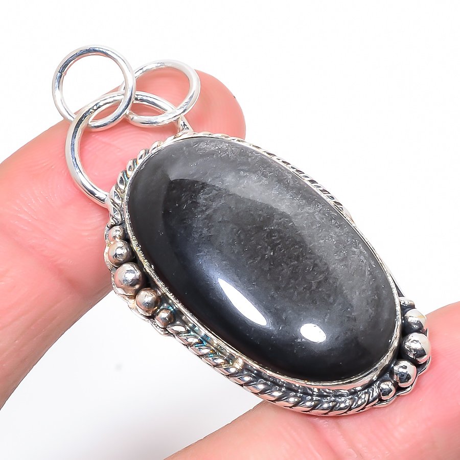 Silver Sheen Obaidian 925 Sterling Silver Pendant, Handmade Pendant, Oval Pendant, Silver Pendant, Unique Silver Pendant, Fine Pendant, Silver Jewelry Pendant
