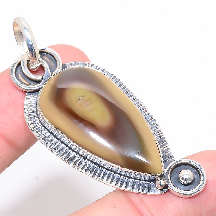 Imperial Jasper 925 Sterling Silver Pendant, Handmade Pendant, Pear Pendant, Brown Pendant, Unique Silver Pendant, Fine Pendant, Silver Jewelry Pendant