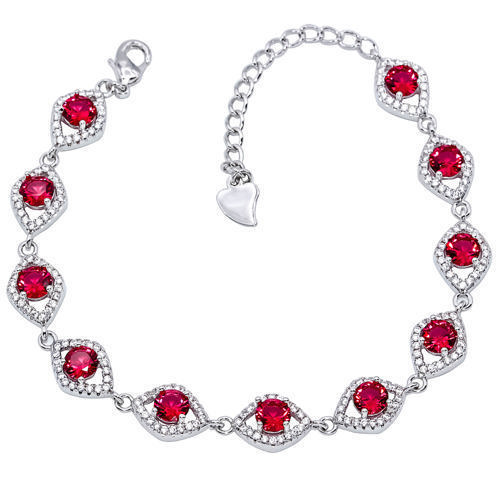 Pink Rubellite Tourmaline 925 Sterling Silver Bracelet 