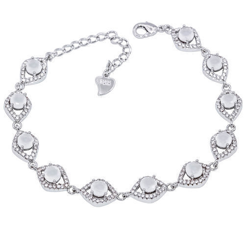 Aqua Chalcedony 925 Sterling Silver Handmade Bracelet 