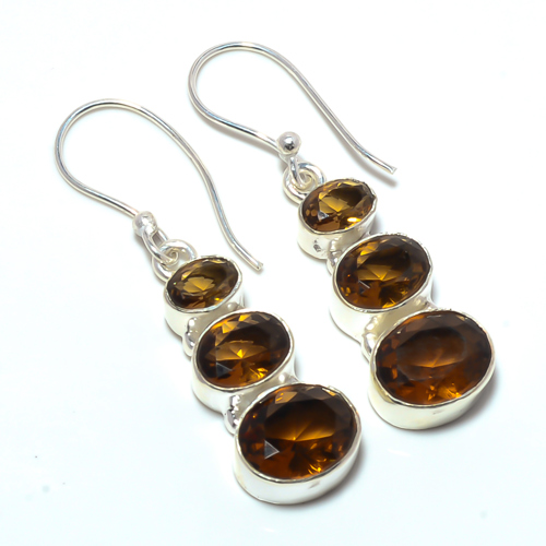 Smoky Quartz Gemstone 925 Sterling Silver Earring, Gift for her, Silver Jewelry Earring, Elegant Earring, Brown Gemstone Earring, Drop/Dangle Earring