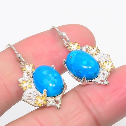 Santa Rosa Turquoise 925 Sterling Silver Jewelry Earring, Drop Dangle Earring, Gift For Her, Oval Earring, Blue Earring, Silver Jewelry Earring