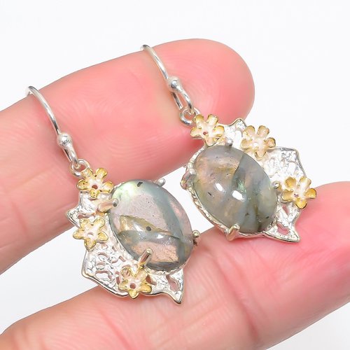 Canadian Labradorite 925 Sterling Silver Earring, Drop Dangle Earring, Gift For Her, Oval Earring, Black Earring, Silver Jewelry Earring