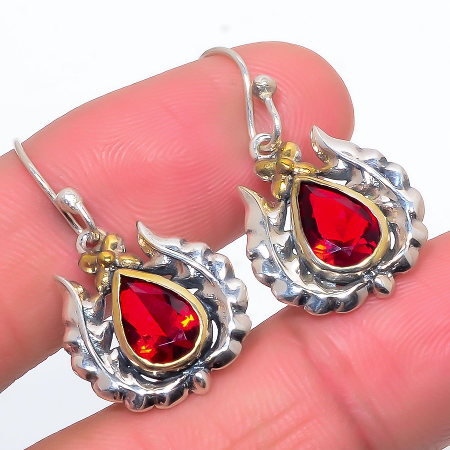Mozambique Garnet Designer 925 Sterling Silver Jewelry Earring, Drop Dangle Earring, Gift For Her, Pear Earring, Red Earring, Silver Jewelry Earring