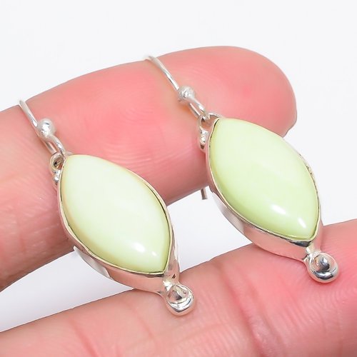 Australian Lemon Chrysoprase 925 Sterling Silver Jewelry Earring, Drop Dangle Earring, Gift For Her, Marquise Earring, Yellow Earring, Silver Jewelry Earring