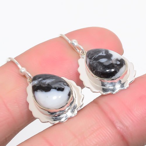 White Buffalo Turquoise Solid 925 Sterling Silver Jewelry Earring, Drop Dangle Earring, Gift For Her, Pear Earring, White Earring, Silver Jewelry Earring