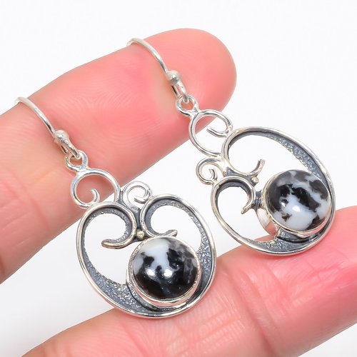 White Buffalo Turquoise Vintage 925 Sterling Silver Jewelry Earring, Drop Dangle Earring, Gift For Her, Round Earring, White Earring, Silver Jewelry Earring