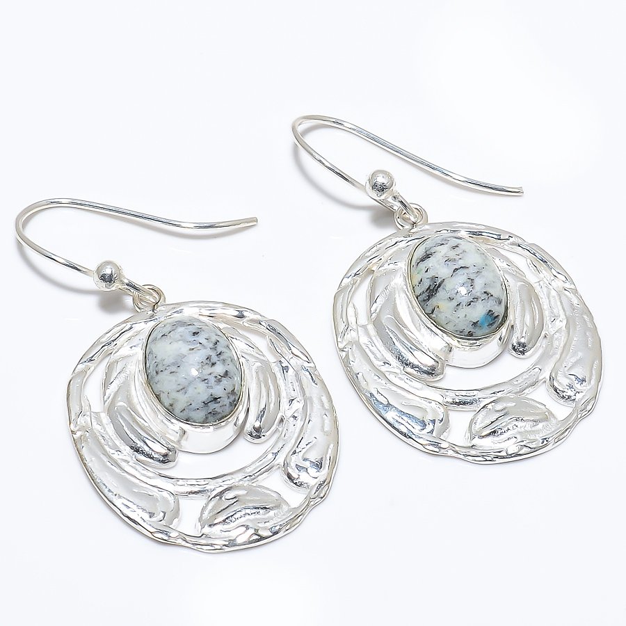 K2 Azurite Solid 925 Sterling Silver Jewelry Earring, Drop Dangle Earring, Gift For Her, Oval Earring, Blue Earring, Silver Jewelry Earring