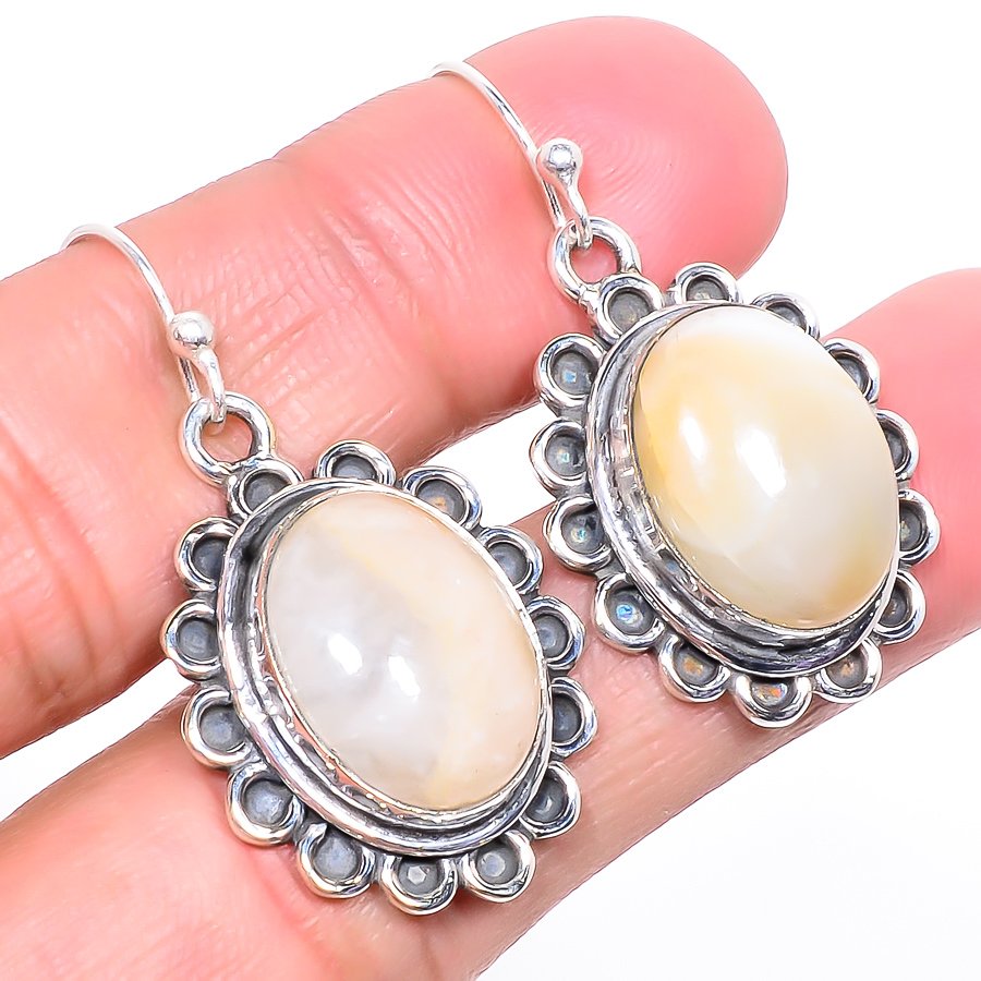 Peanut Mookaite Vintage Style 925 Sterling Silver Earring 1.50" T78
