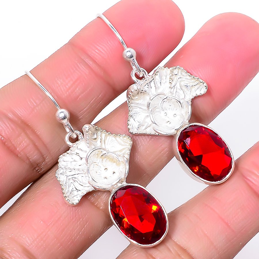 Mozambique Garnet 925 Sterling Silver Jewelry Earring, Drop Dangle Earring, Gift For Her, Oval Earring, Red Earring, Silver Jewelry Earring