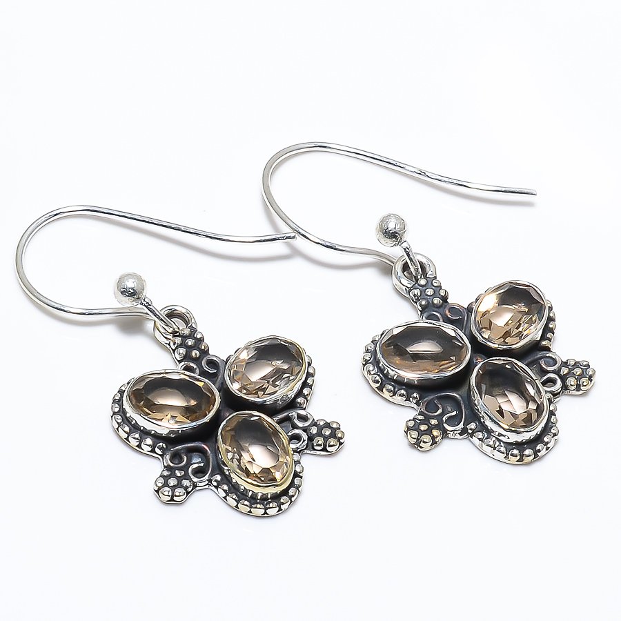 Smoky Quartz 925 Sterling Silver Jewelry Earring, Drop Dangle Earring, Gift For Her, Oval Earring, Brown Earring, Silver Jewelry Earring