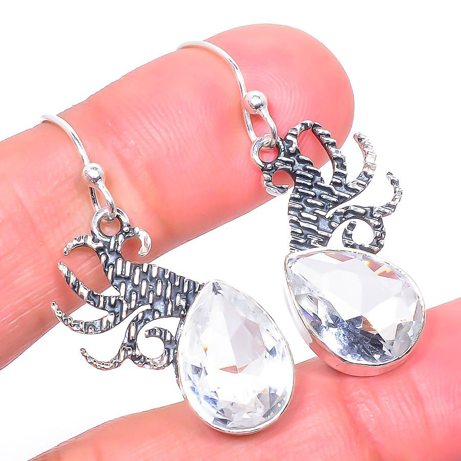White Topaz 925 Sterling Silver Earring, Drop Dangle Earring, Gift For Her, Pear Earring, White Earring, Silver Jewelry Earring