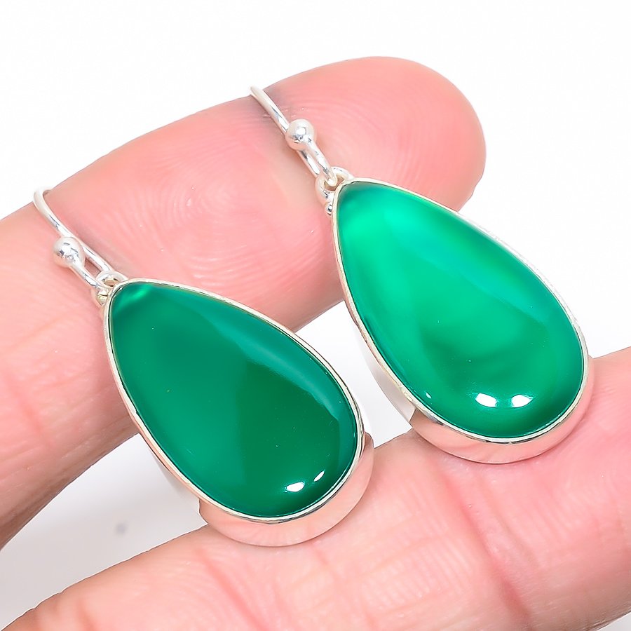 African Green Onyx 925 Sterling Silver Jewelry Earring, Drop Dangle Earring, Gift For Her, Pear Earring, Green Earring, Silver Jewelry Earring