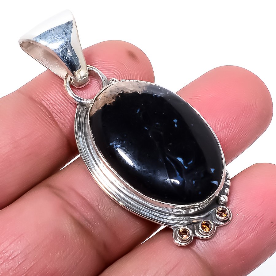 Palm Root Jasper & Smokey Quartz 925 Sterling Silver Pendant, Handmade Pendant, Unique Silver Pendant, Fine Pendant, Silver Jewelry Pendant