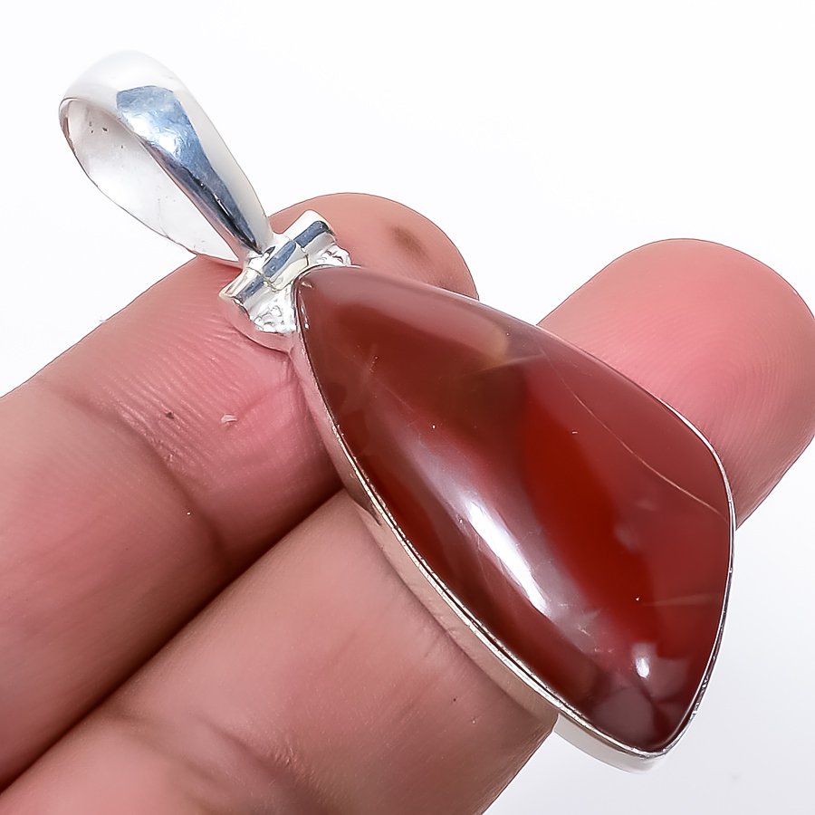Noreena Jasper 925 Sterling Silver Pendant, Handmade Pendant, Trillion Pendant, Red Pendant, Unique Silver Pendant, Fine Pendant, Silver Jewelry Pendant
