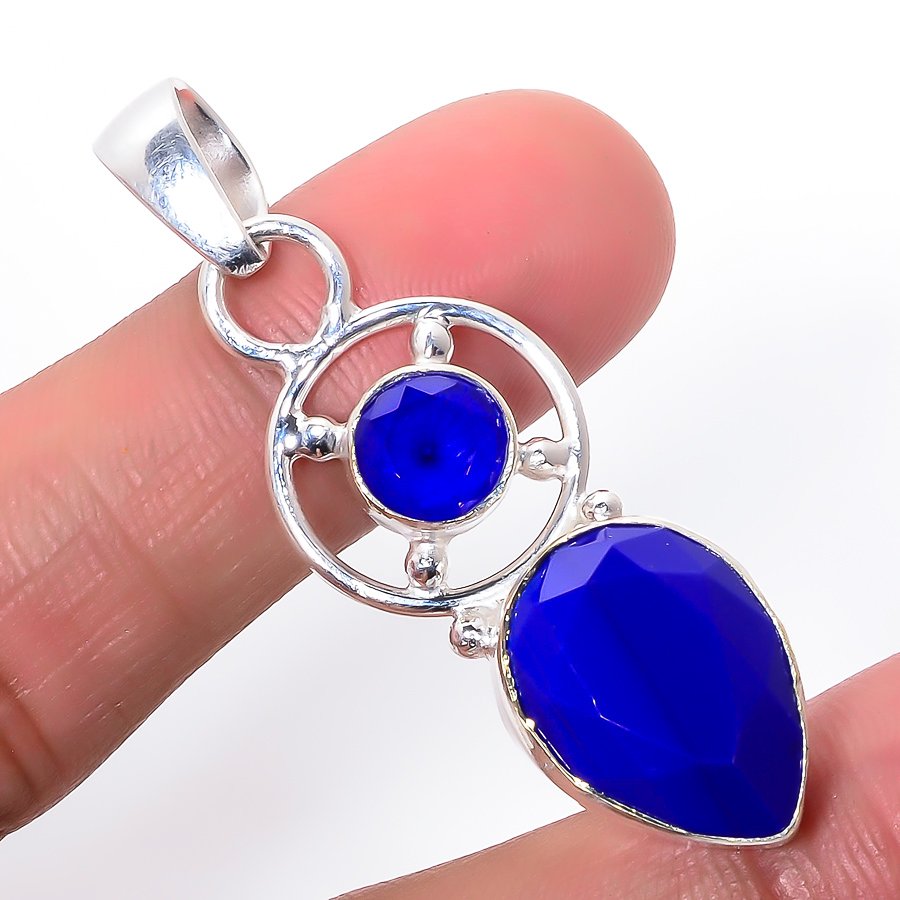 Blue Chalcedony 925 Sterling Silver Pendant, Handmade Pendant, Pear Pendant, Blue Pendant, Unique Silver Pendant, Fine Pendant, Silver Jewelry Pendant