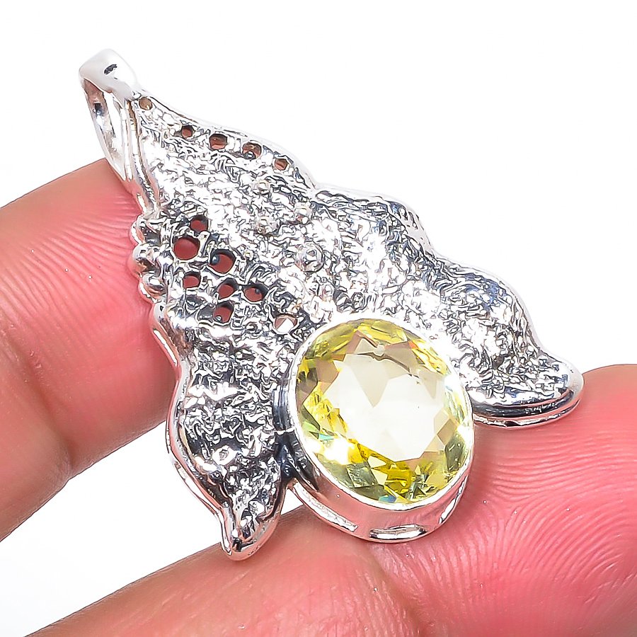 Lemon Topaz 925 Sterling Silver Pendant, Handmade Pendant, Oval Pendant, Yellow Pendant, Unique Silver Pendant, Fine Pendant, Silver Jewelry Pendant