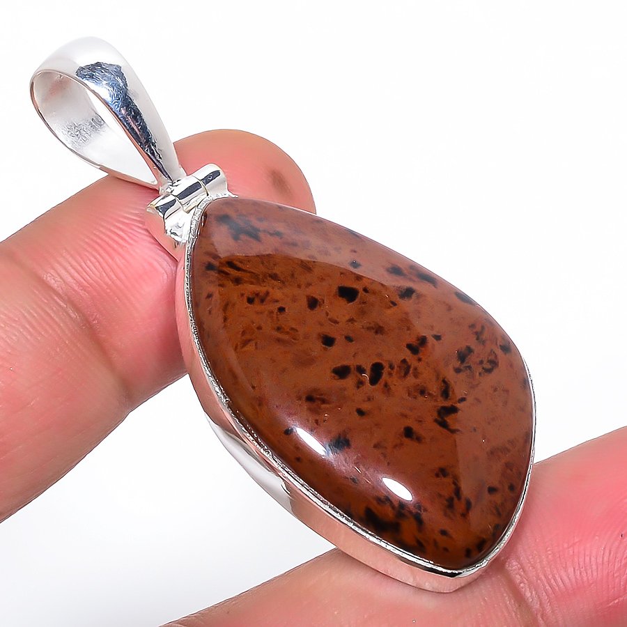 Mahogany Jasper 925 Sterling Silver Pendant, Handmade Pendant, Trillion Pendant, Brown Pendant, Unique Silver Pendant, Fine Pendant, Silver Jewelry Pendant