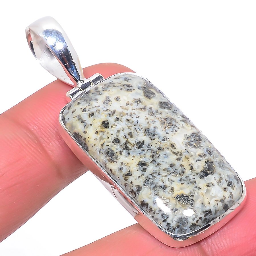Chalco Pyrite 925 Sterling Silver Pendant, Handmade Pendant, Cushion Pendant, Gray Pendant, Unique Silver Pendant, Fine Pendant, Silver Jewelry Pendant