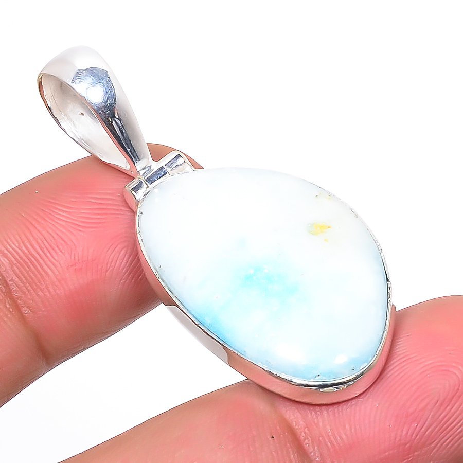 Hemimorphite 925 Sterling Silver Pendant, Handmade Pendant, Oval Pendant, Blue Pendant, Unique Silver Pendant, Fine Pendant, Silver Jewelry Pendant