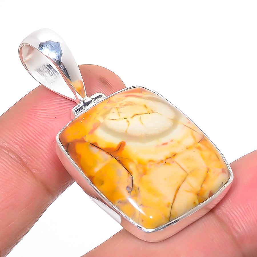 Bird Eye Jasper 925 Sterling Silver Pendant, Handmade Pendant, Cushion Pendant, Yellow Pendant, Unique Silver Pendant, Fine Pendant, Silver Jewelry Pendant