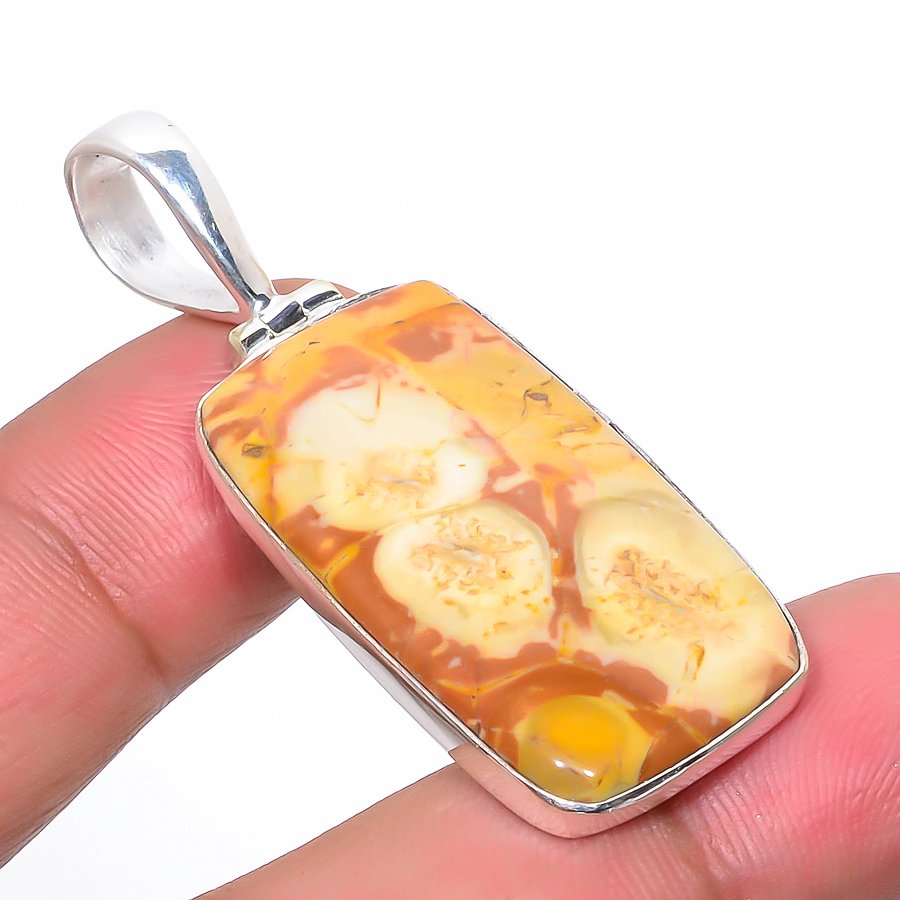 Bird Eye Jasper 925 Sterling Silver Pendant, Handmade Pendant, Cushion Pendant, Yellow Pendant, Unique Silver Pendant, Fine Pendant, Silver Jewelry Pendant
