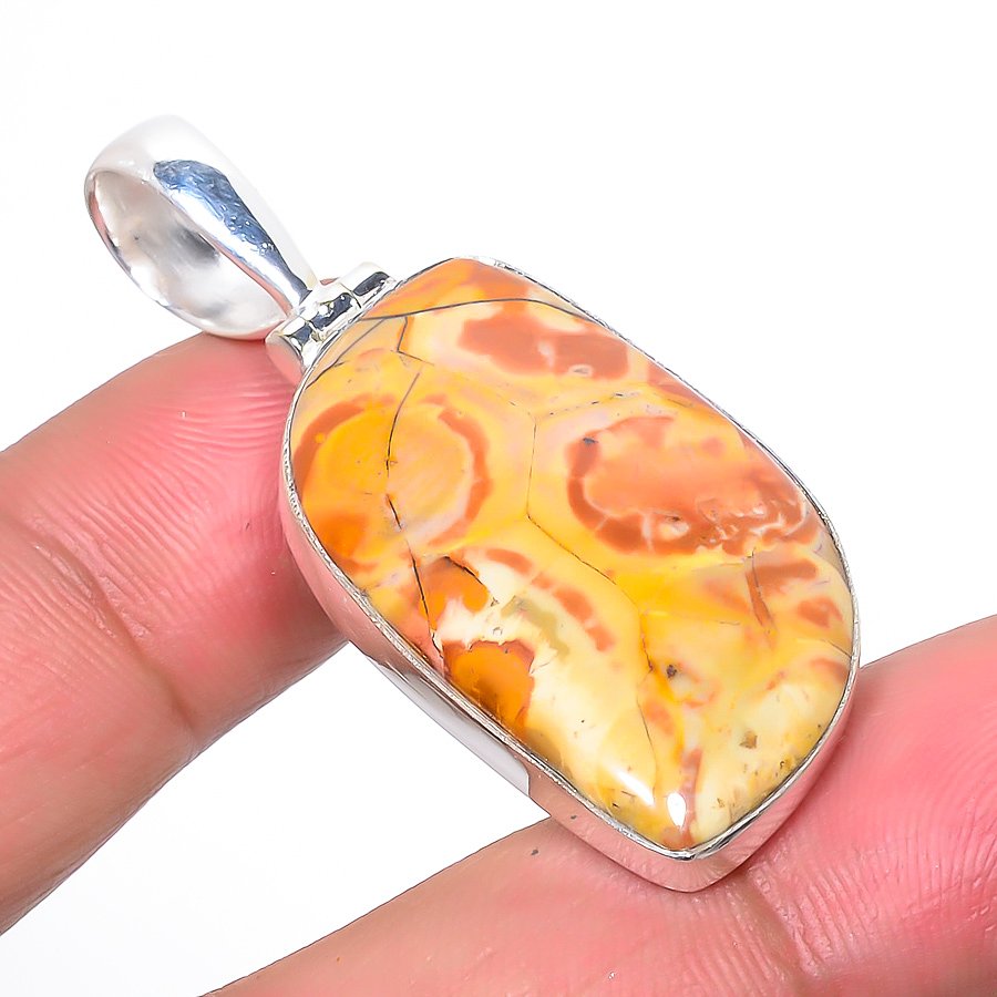 Bird Eye Jasper 925 Sterling Silver Pendant, Handmade Pendant, Fancy Pendant, Yellow Pendant, Unique Silver Pendant, Fine Pendant, Silver Jewelry Pendant