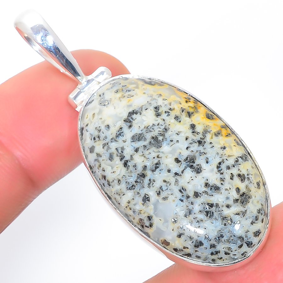 Chalco Pyrite 925 Sterling Silver Pendant, Handmade Pendant, Oval Pendant, Gray Pendant, Unique Silver Pendant, Fine Pendant, Silver Jewelry Pendant