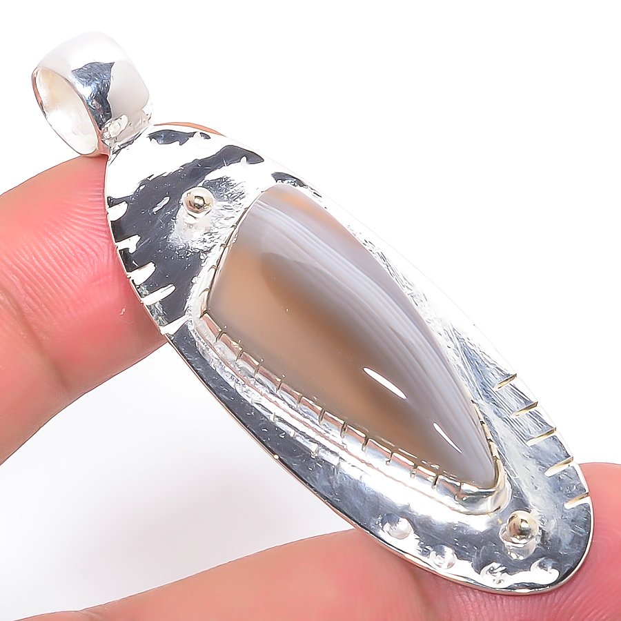 Blue Lace Agate & Chrome Diopside 925 Sterling Silver Pendant, Handmade Pendant, Trillion Pendant, Blue Pendant, Unique Silver Pendant, Fine Pendant, Silver Jewelry Pendant