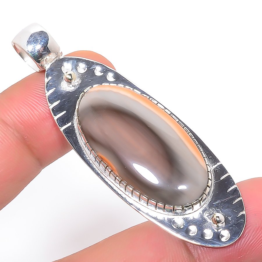 Polychrome Jasper 925 Sterling Silver Pendant, Handmade Pendant, Oval Pendant, Brown Pendant, Unique Silver Pendant, Fine Pendant, Silver Jewelry Pendant