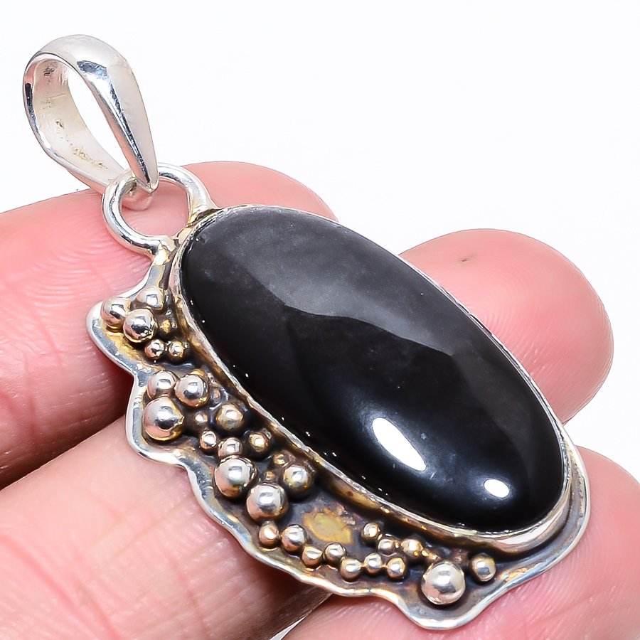 Silver Sheen Obsidian 925 Sterling Silver Pendant, Handmade Pendant, Oval Pendant, Silver Pendant, Unique Silver Pendant, Fine Pendant, Silver Jewelry Pendant