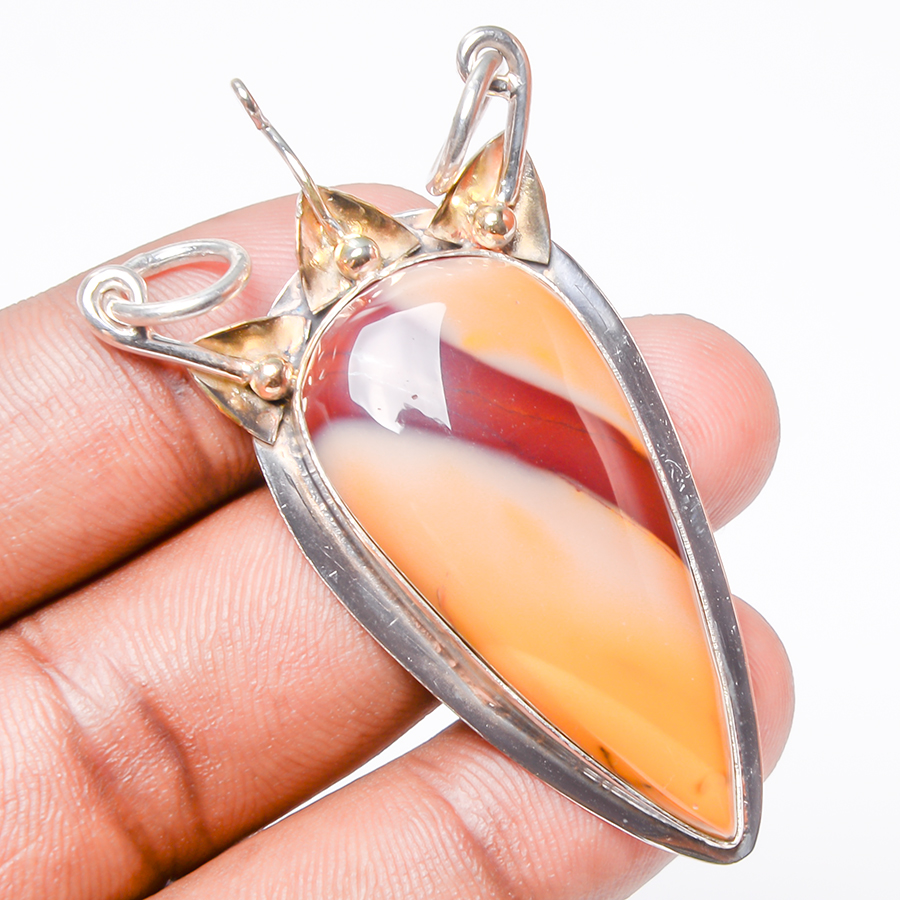 Mookaite 925 Sterling Silver Pendant, Handmade Pendant, Pear Pendant, Red Pendant, Unique Silver Pendant, Fine Pendant, Silver Jewelry Pendant