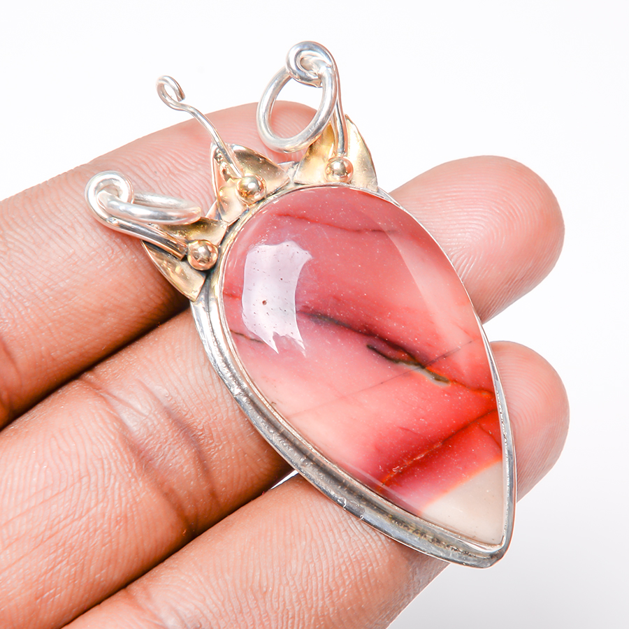 Mookaite 925 Sterling Silver Pendant, Handmade Pendant, Pear Pendant, Red Pendant, Unique Silver Pendant, Fine Pendant, Silver Jewelry Pendant