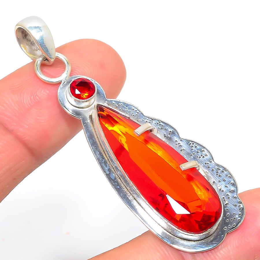 Garnet 925 Sterling Silver Pendant, Handmade Pendant, Pear Pendant, Red Pendant, Unique Silver Pendant, Fine Pendant, Silver Jewelry Pendant