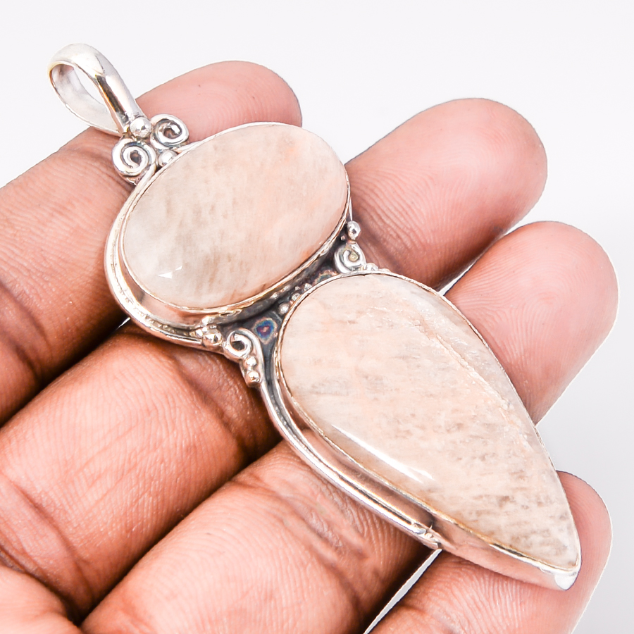 Amazonite - Beige 925 Sterling Silver Pendant, Handmade Pendant, Pear Pendant, Beige Pendant, Unique Silver Pendant, Fine Pendant, Silver Jewelry Pendant
