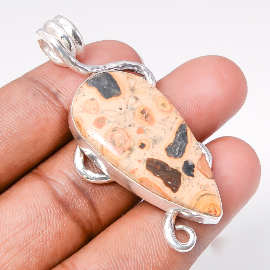 Bird Eye Jasper 925 Sterling Silver Pendant, Handmade Pendant, Pear Pendant, Yellow Pendant, Unique Silver Pendant, Fine Pendant, Silver Jewelry Pendant