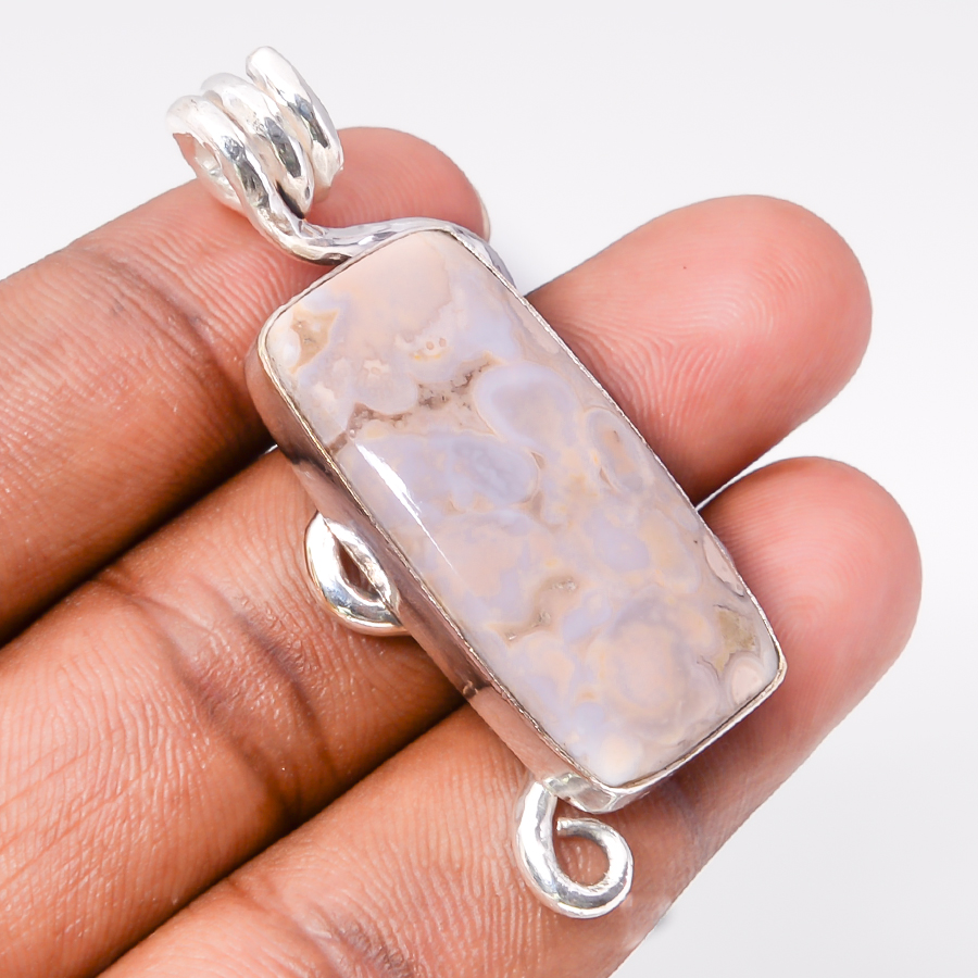 Polka Dot Jasper 925 Sterling Silver Pendant, Handmade Pendant, Cushion Pendant, Yellow Pendant, Unique Silver Pendant, Fine Pendant, Silver Jewelry Pendant