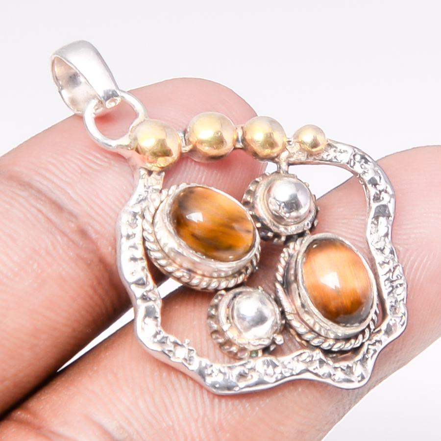 Yellow Tiger Eye 925 Sterling Silver Pendant, Handmade Pendant, Oval Pendant, Yellow Pendant, Unique Silver Pendant, Fine Pendant, Silver Jewelry Pendant
