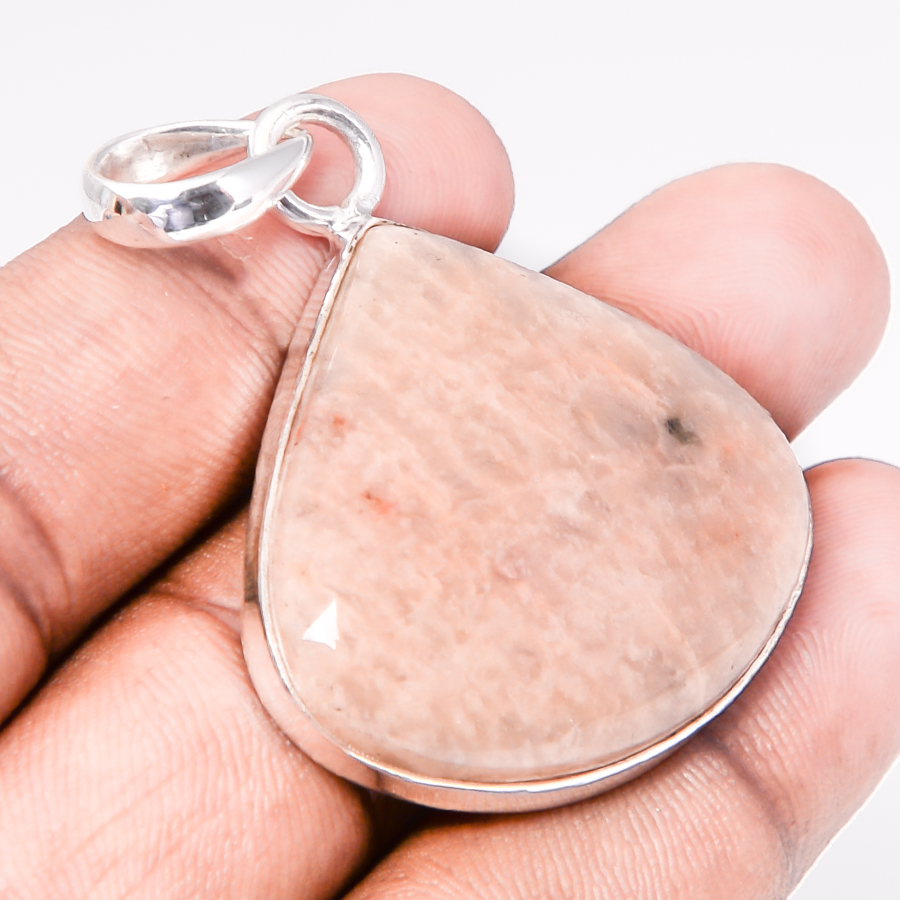 Amazonite - Beige 925 Sterling Silver Pendant, Handmade Pendant, Pear Pendant, Beige Pendant, Unique Silver Pendant, Fine Pendant, Silver Jewelry Pendant
