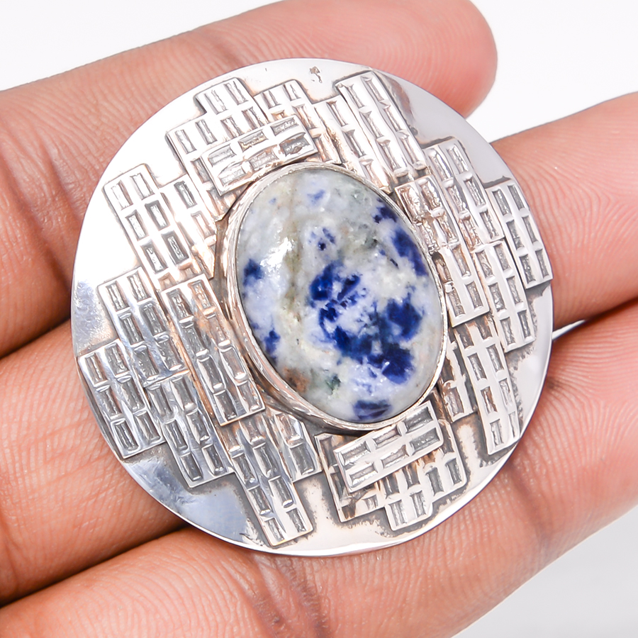 Sodalite 925 Sterling Silver Pendant, Handmade Pendant, Oval Pendant, Blue Pendant, Unique Silver Pendant, Fine Pendant, Silver Jewelry Pendant