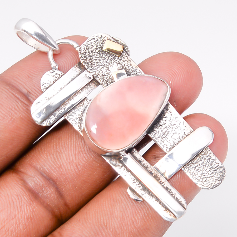Rhodochrosite 925 Sterling Silver Pendant, Handmade Pendant, Pear Pendant, Pink Pendant, Unique Silver Pendant, Fine Pendant, Silver Jewelry Pendant
