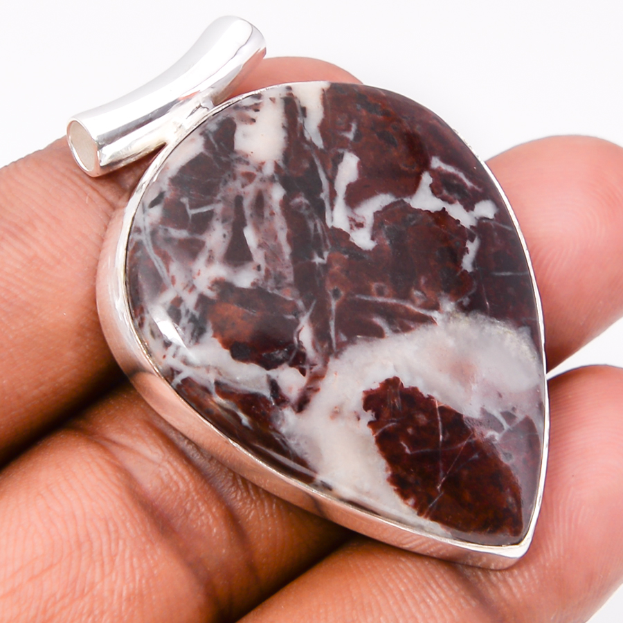 Cappuccino Jasper 925 Sterling Silver Pendant, Handmade Pendant, Pear Pendant, Brown Pendant, Unique Silver Pendant, Fine Pendant, Silver Jewelry Pendant