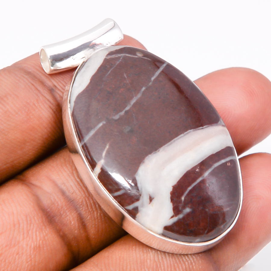 Cappuccino Jasper 925 Sterling Silver Pendant, Handmade Pendant, Oval Pendant, Brown Pendant, Unique Silver Pendant, Fine Pendant, Silver Jewelry Pendant