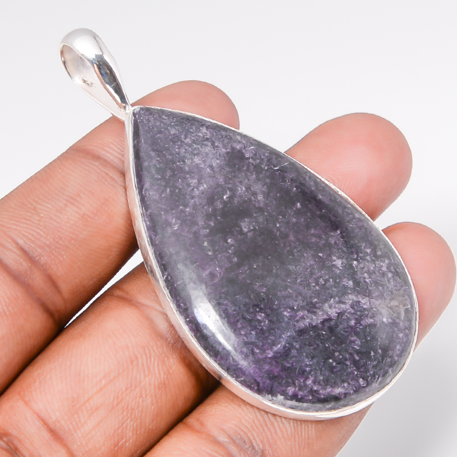 Purpurite 925 Sterling Silver Pendant, Handmade Pendant, Pear Pendant, Purple Pendant, Unique Silver Pendant, Fine Pendant, Silver Jewelry Pendant