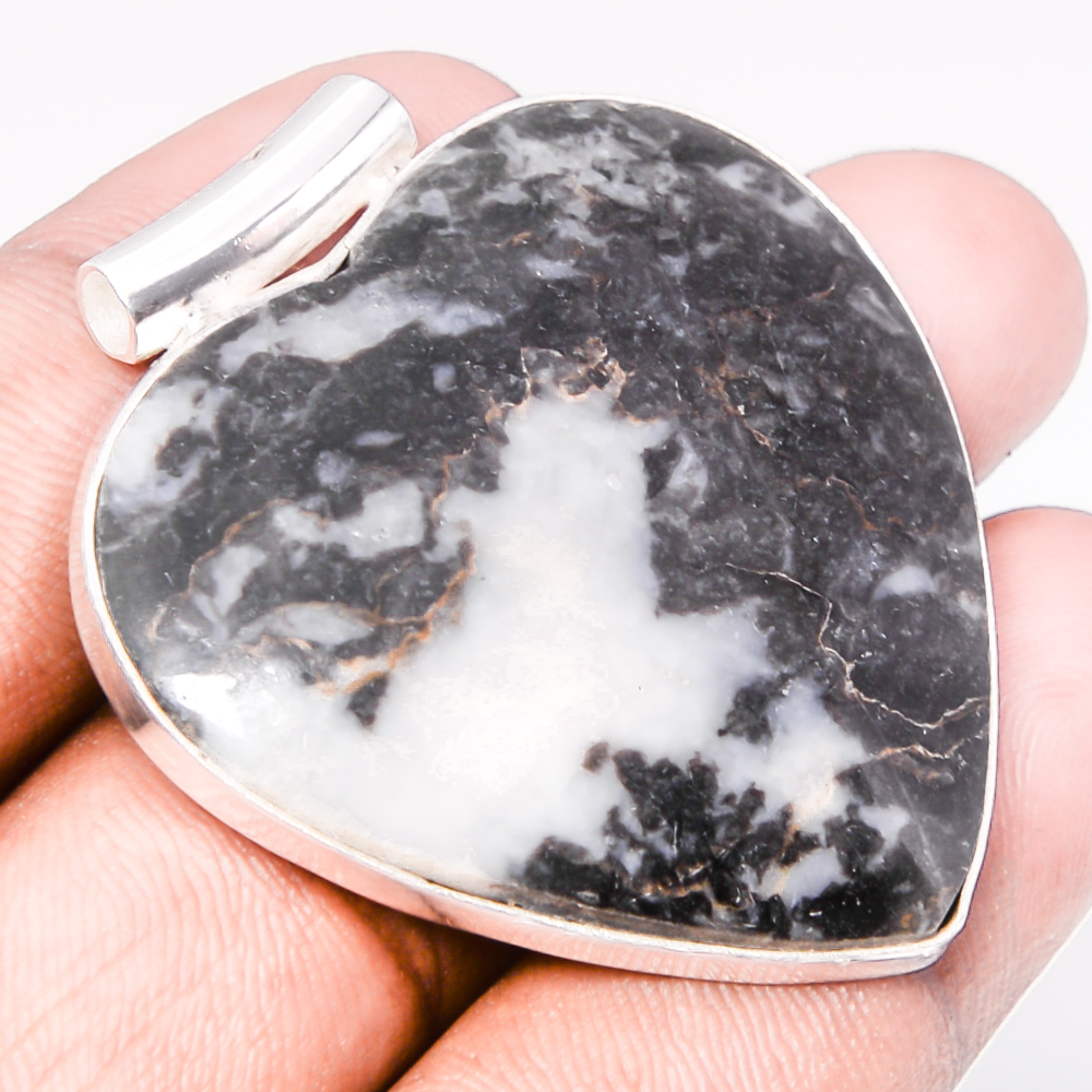 White Buffalo Turquoise 925 Sterling Silver Pendant, Handmade Pendant, Heart Pendant, White Pendant, Unique Silver Pendant, Fine Pendant, Silver Jewelry Pendant
