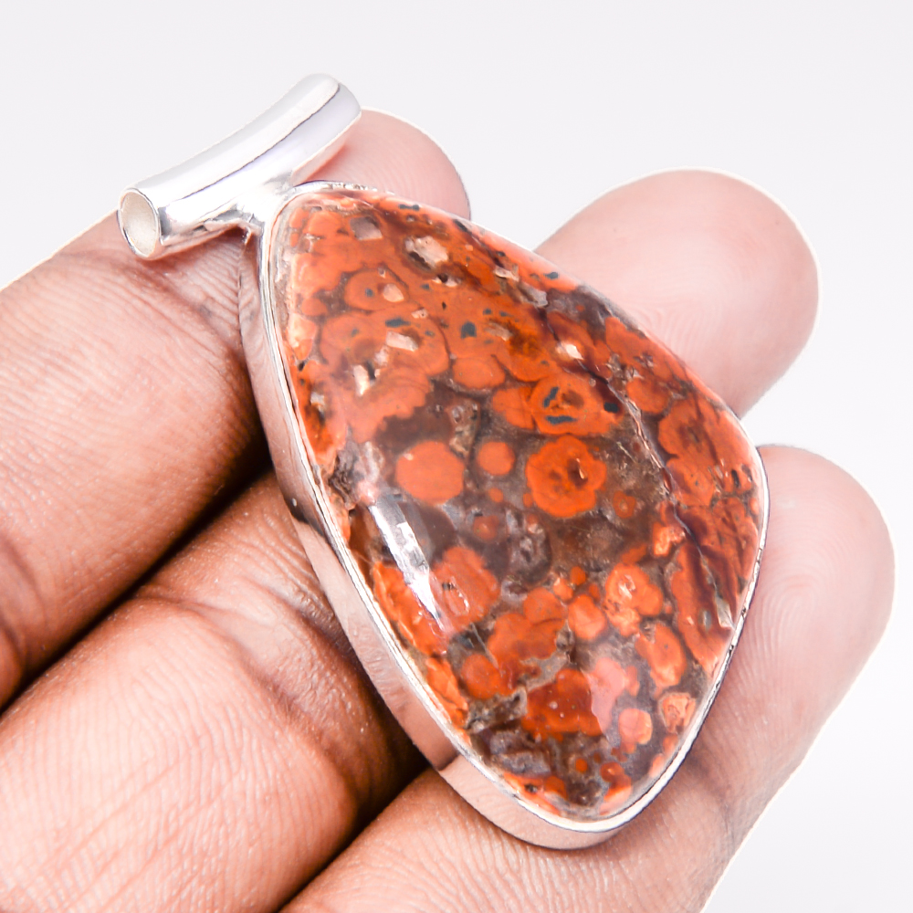 Teepee Canyon Agate 925 Sterling Silver Pendant, Handmade Pendant, Trillion Pendant, Red Pendant, Unique Silver Pendant, Fine Pendant, Silver Jewelry Pendant