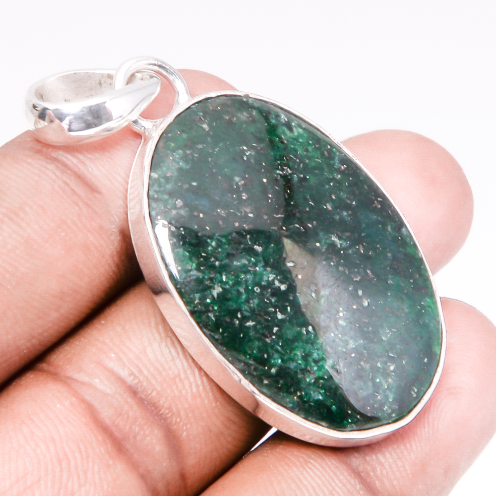 Green Aventurine 925 Sterling Silver Pendant, Handmade Pendant, Oval Pendant, Green Pendant, Unique Silver Pendant, Fine Pendant, Silver Jewelry Pendant