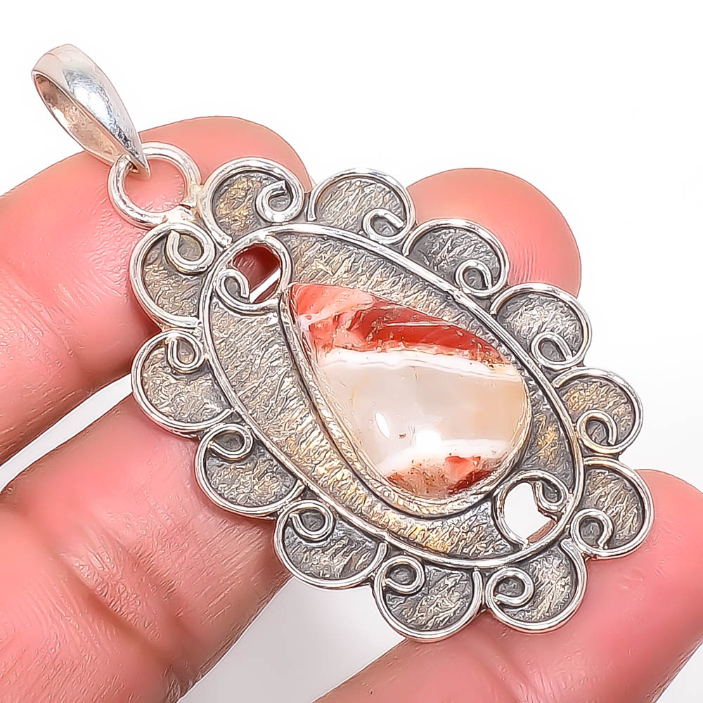 Brecciated Jasper 925 Sterling Silver Pendant, Handmade Pendant, Pear Pendant, Red Pendant, Unique Silver Pendant, Fine Pendant, Silver Jewelry Pendant