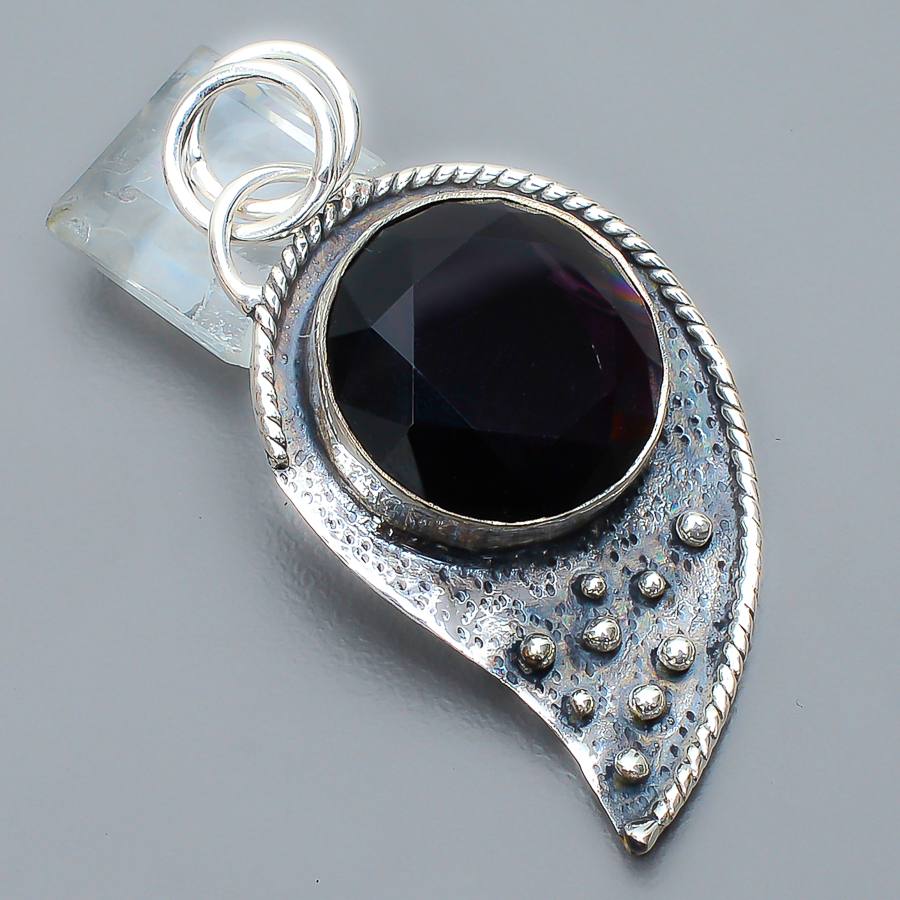 Amethyst 925 Sterling Silver Pendant, Handmade Pendant, Round Pendant, Purple Pendant, Unique Silver Pendant, Fine Pendant, Silver Jewelry Pendant